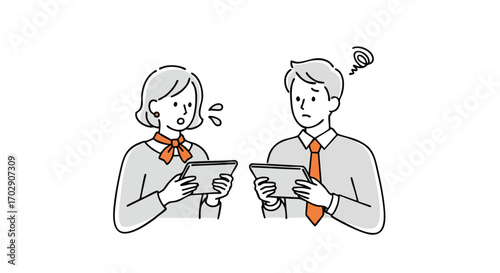 Frustrated People Staring at Tablets Modern Digital Confusion