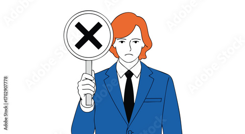 Person holding a cross sign expressing disapproval or negation, rejecting something