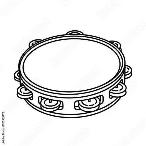 Tambourine Line Art Musical Instrument Percussion Sound Rhythmic high quality professional
