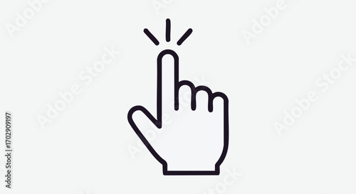 Dynamic hand cursor icon signaling a click action for digital engagement and choice