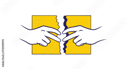 Tear apart the old and embrace the new with this dynamic business concept illustration of hands dividing paper