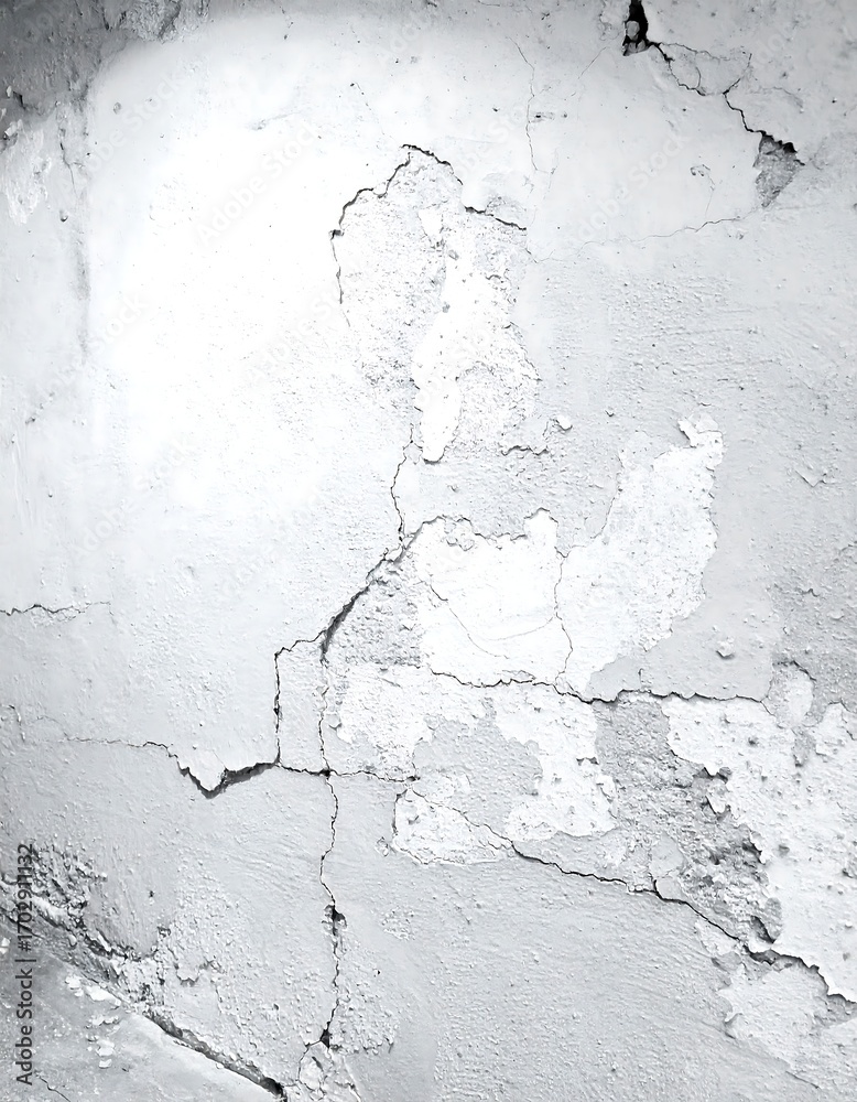 Obraz premium Cracked, weathered white wall