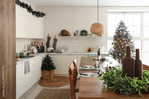 Interior of light kitchen w...