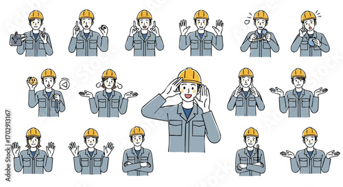 Diverse construction workers express emotions and ideas, perfect for project planning visuals