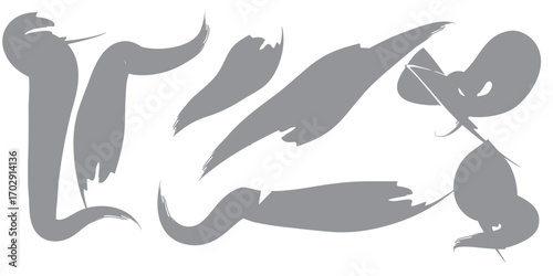 Abstract Gray Brushstroke Design with Flowing Forms.