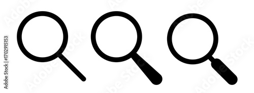 Magnifying Glass Icons in a Row with White Background