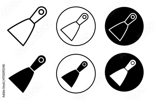 Putty Knife Icons in Variations with Black and White Background