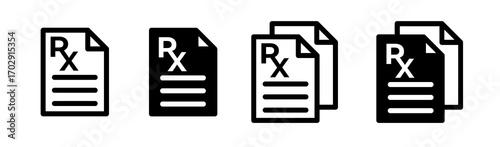 Prescription Icons in Different Styles Isolated on White Background