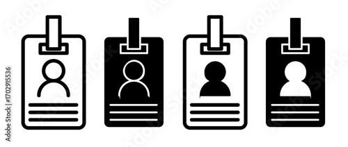 ID Badge Icons Set Isolated on White Background