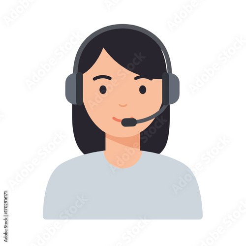 Professional Customer Service Representative: A friendly customer service representative with a headset ready to provide support and assistance in a simple illustration.
