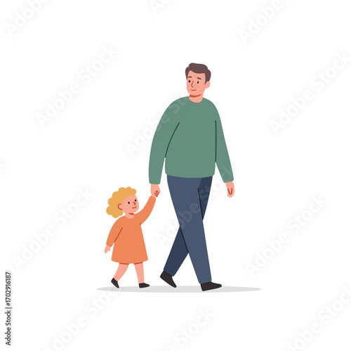Father's Day Stroll: A heartwarming illustration depicts a father and child on a leisurely walk. The focus is on the simple pleasures of togetherness and unconditional love.