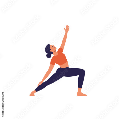 Yoga Warrior Pose: A minimalist illustration captures a person in a graceful yoga pose, with a focus on wellness, fitness, and the balance.