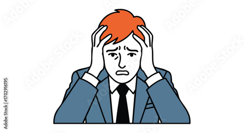 Stressed businessman clutching head, overwhelmed by work pressure, seeking solutions