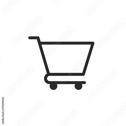 Shopping Cart Icon: A simple yet evocative monochrome icon of a shopping cart, signifying the ease and accessibility of online commerce and retail convenience.