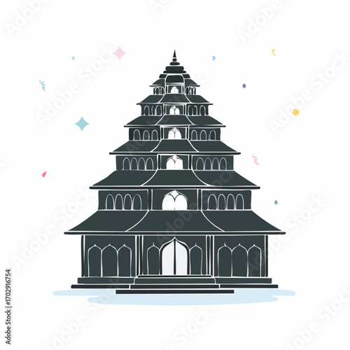 Traditional building silhouette Asian architecture cultural heritage historic landmark high quality professional