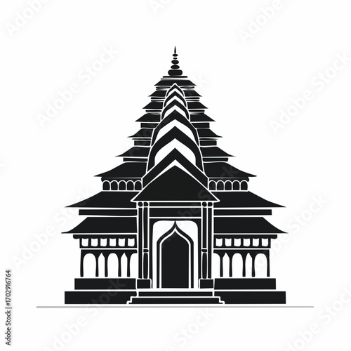 Balinese temple simple silhouette religious architecture sacred place spiritual building high quality professional