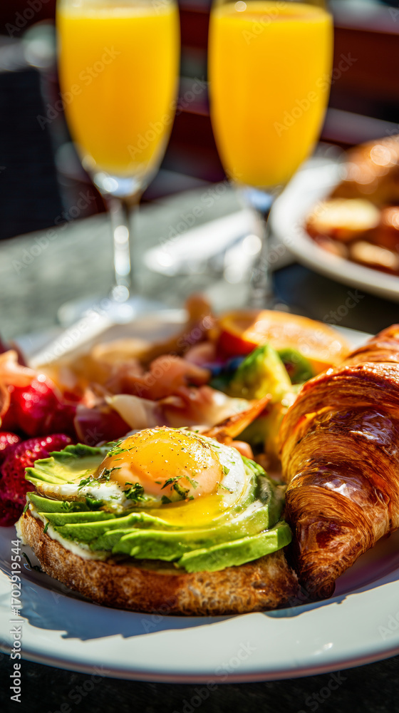 Fototapeta premium photorealistic food style close-up shot of a very appetite appeal brunch