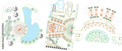 Top View Vector Icons of Trees and Plants for Floor Plan and Architectural Design Projects	