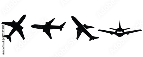 flight Plane set Airplane silhouette set illustration
