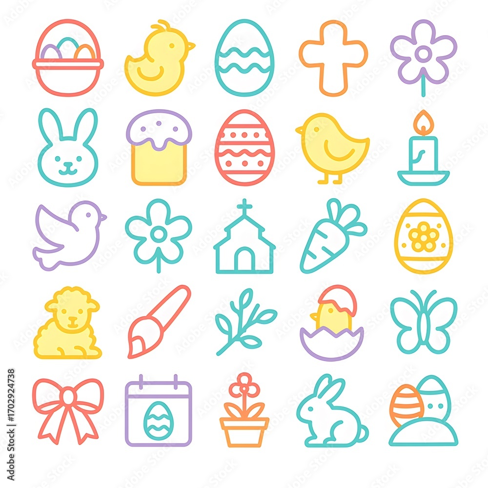 Fototapeta premium 25 Easter Icons
