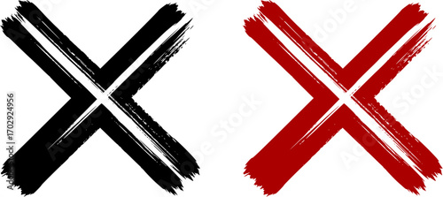 Vector multiplication and cross ink brush stroke icon, punctuation X vector grunge and symbol, plus, symbol, cross sign. Grunge vector illustrations