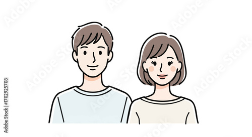 Smiling couple representing partnership and connection in a modern, clean aesthetic