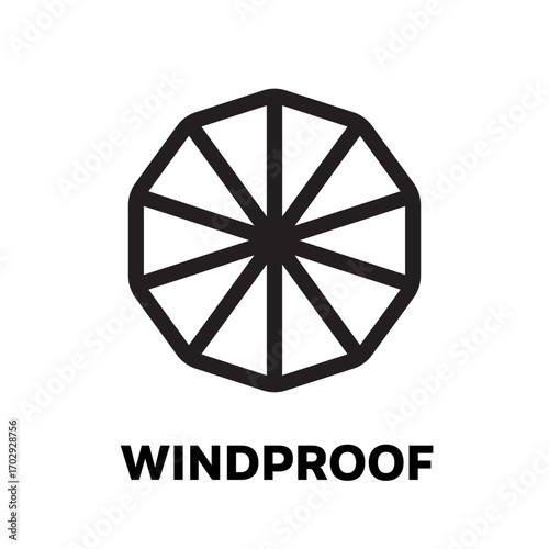 Windproof Symbol Icon Isolated on White Background