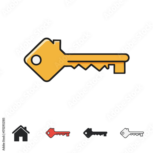A vibrant yellow house-shaped key icon, symbolizing home ownership, security, and the exciting journey of property acquisition or smart real estate investment.