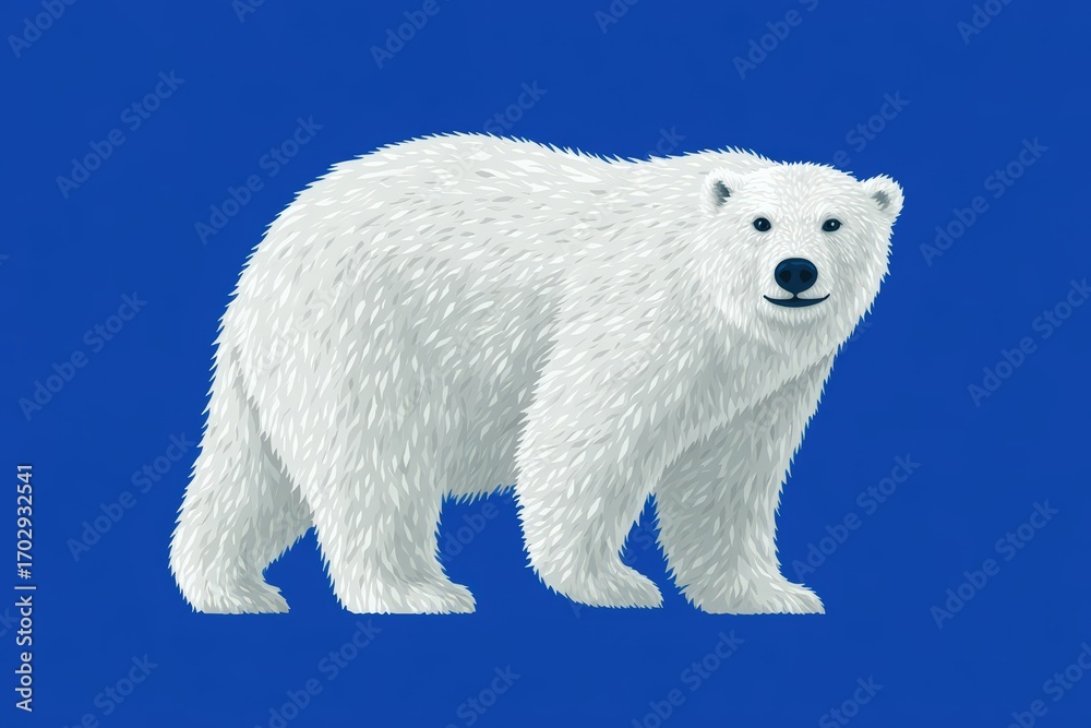 Fototapeta premium Majestic polar bear standing confidently against a striking blue backdrop symbolizing strength resilience and the vulnerability of wildlife in an ever-changing ecosystem