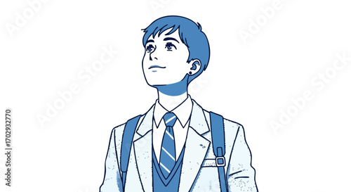 Confident student in school uniform looking optimistically towards future opportunities