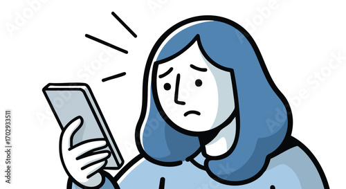 Worried woman reacting to bad news on her smartphone screen with distressed expression