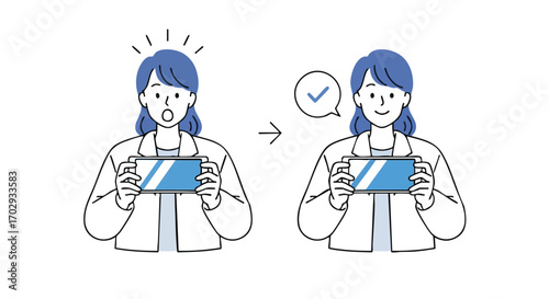 Surprised woman gets positive confirmation on her device, achieving success and satisfaction