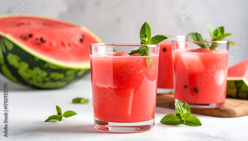 Wallpaper Mural Refreshing watermelon drink with mint garnish Torontodigital.ca