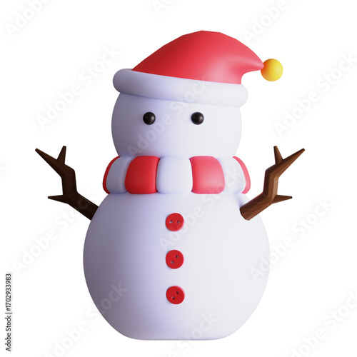Winter Joy A Cheerful Snowman Illustration Spreads Holiday Cheer with Festive Scarf and Hat for a Merry Season