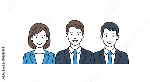 Confident professional team of three smiling brightly ready for business success and collaboration