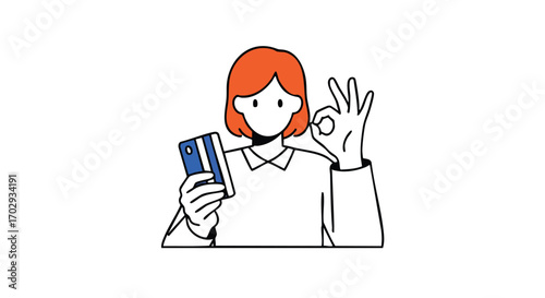 Confident person holding credit card and giving OK gesture for secure payment approval