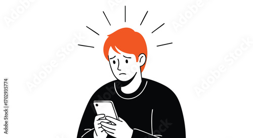 Worried man receiving bad news on his smartphone, expressing anxiety and distress visually