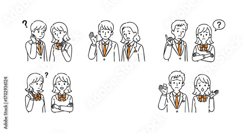 Confused business students seeking answers and solutions in collaborative learning environments