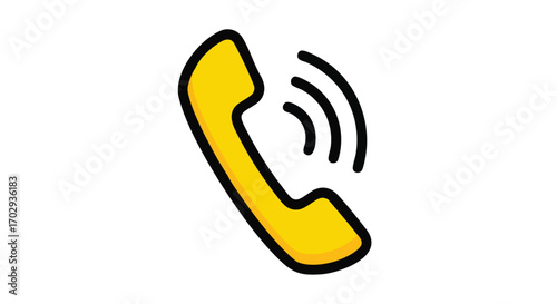 Vibrant yellow telephone receiver with sound waves indicating an incoming call