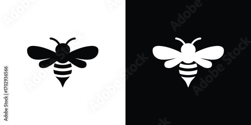 Bee Silhouette Icons in Black and White Simple Design Elements for Your Projects