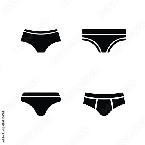 Black Panties Illustration Variety of Women's Underwear, Lingerie, and Fashion Garments Displayed