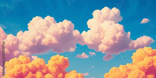 Vibrant comic book style cloud background in pop art colors,  bold, pop art