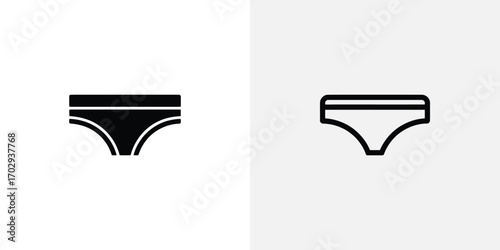 Icon of Women's Underwear in Black and Outline Styles on White