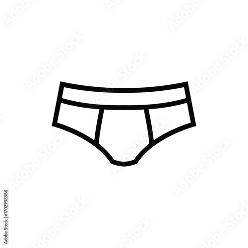 Minimalist Line Art Depicting Men's Underwear, Briefs Design on White Background