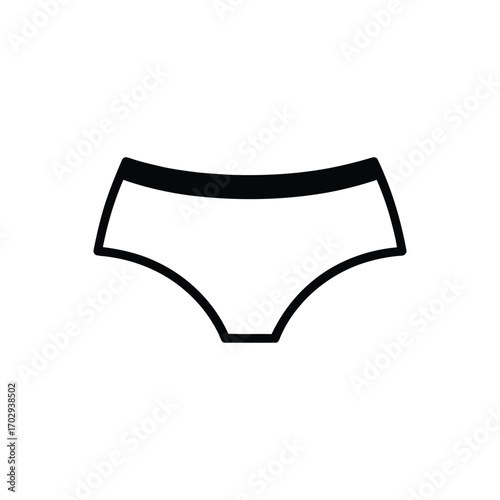 Outline Depicting Black Classic Women's Underwear on White Background
