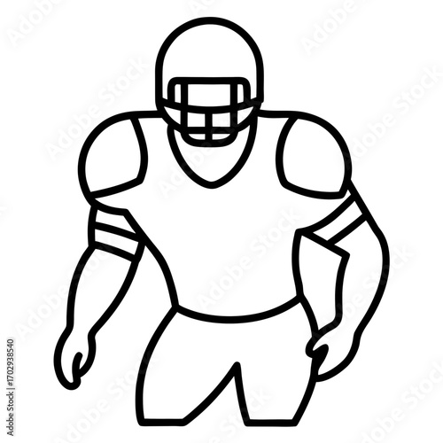 American football player in uniform and helmet standing ready for action silhouette