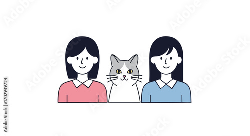 Joyful women with beloved cat share happy moment, celebrating companionship and pet ownership.