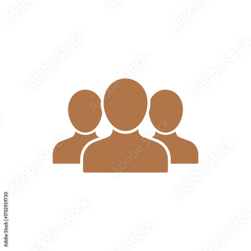 Team Icon Three People in Brown Tones, Representing Collaboration and Community