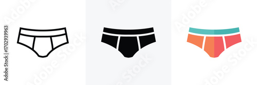 Three Undershirt Icons Outline, Solid Black, Gradient Color Illustration Set on White