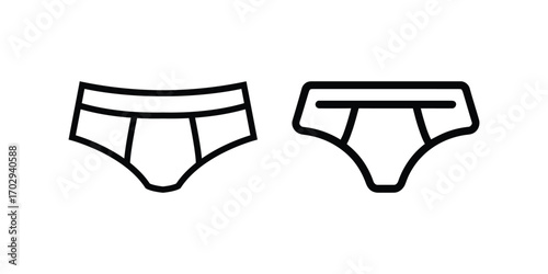 Two Outlined Pairs of Men's Briefs Underwear, Black on White Background